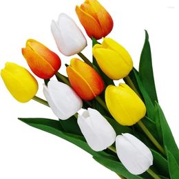 Decorative Flowers 10Pcs Artificial Tulip Real Touch Fake Flower Fragrance For Home Office Party Gifts Wedding Decoration