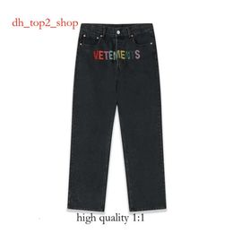 Vetements Men S Jeans Real High Quality Women Embroidered Lettered Casual Straight Leg Pants 230823 1615