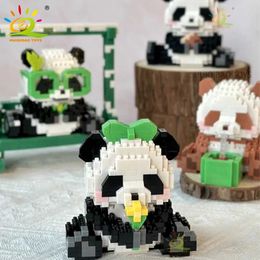 Blocks HUIQIBAO DIY Cute Panda shaped Mini Model Building Block Collection City Creative Zoo Animal Mini Block Toy Childrens Gift WX
