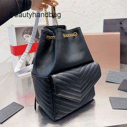 YS Genuine ysllbag Gold Leather Joe Bag Backpack Handbags Quilted Crossbody Hardware Fashion Letters Interior Zip Pocket V-Shaped Women Plain Back Pack