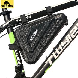 WILD MAN Hard Shell Mountain Bike Frame Bag Rainproof Road Cycling Tools Bag Bicycle Triangle Bag Accessories 3L 1.5L 1.2L 240516