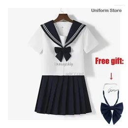 Clothing Sets Japanese School Uniform Suit Sailor Basic Cartoon Girl Navy White Costume Women