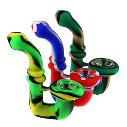 Hot Sale Sherlock Silicone Smoking Pipe tobacco hand pipes with glass bowl smoke accessory dab oil rig water bongs
