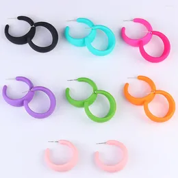 Hoop Earrings Women's Candy Color Acrylic Fashion Korean Sweet Geometric Trendy Jewelry Gifts