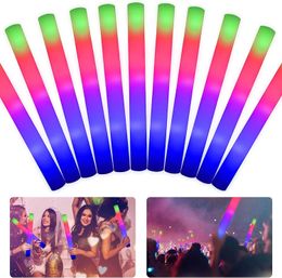 30Pcs Glow Foam Sticks Light Up Wedding Sticks Luminous Glow Wands Cheer Tube in The Dark Party Supplies 3 Modes Flashing Sticks 240515