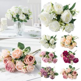 Decorative Flowers 5 Autumn Coloured Peonies Simulation Bouquets Artificial Border Silk Flower Arrangements