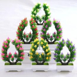 Decorative Flowers Artificial Flower With Pot Simulation Plants Potted Grass Bonsai Home Living Room Office Desktop Ornaments Garden