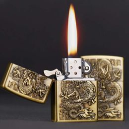 Domestic Old Flame Pure Copper Kerosene Lighter, Bronze Colour Windproof Personality, Old-fashioned Nostalgic Cigarette Lighter