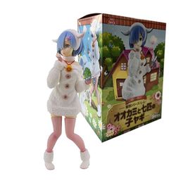 Action Toy Figures Blue haired girl Wool white coat Figure Anime characters PVC Action Figure Model Doll Toys box-packed Y240516