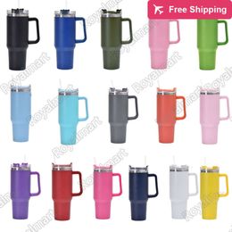 40 Oz Mugs Tumbler Cups Stainless Steel Cup with Handle Lids Straw Tumblers Insulated Bottle Mug stanliness standliness stanleiness standleiness staneliness UYSA