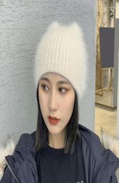 BeanieSkull Caps Winter Hat Angora Rabbith Keep Warm Knitting Cat Ear Cute Leisure Lady Beanies Cap Men Women Cool Knitted Hats O7480711