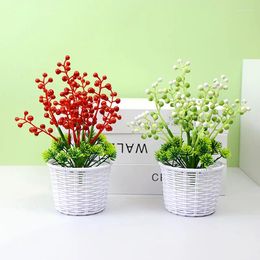 Decorative Flowers 1PC Desk Artificial Plants Red Fruit Simulated Mini Bonsai Plastic Wedding Garden Ornament Living Room Lucky Potting