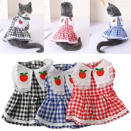 Dog Apparel Summer Puppy Clothes Pet Cat Skirts Lace Plaid Cute Costume Breathable Dresses Supplies Clothing