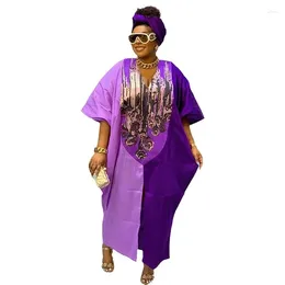 Ethnic Clothing African Plus Size Dresses For Women Autumn Spring Elegant V-neck Party Evening Maxi Dress Boubou Muslim Fashion Caftan