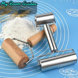 Baking Tools Kitchen Rolling Pin Double-ended Stainless Steel Bark Wood Stick Pastry