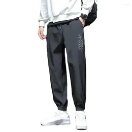 Men's Pants Men Long Trousers Solid Colour Versatile Ninth Comfortable Drawstring Sweatpants With Elastic Waist Smooth