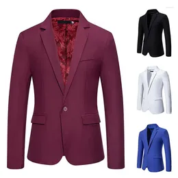 Men's Suits 2024 Spring And Autumn European Solid Color Suit Lined With Gold Silk Flower Wedding Casual Coat For Men
