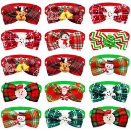 Dog Apparel 2024 Wholesale 50/100pcs Christmas Bow Tie Collar Supplies Pet Grooming Accessories Small Dogs