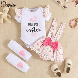 Clothing Sets Ceeniu My First Easter Outfit Baby Girls Letter Romper Suspender Bodysuit Knee Pads Costume For Clothes