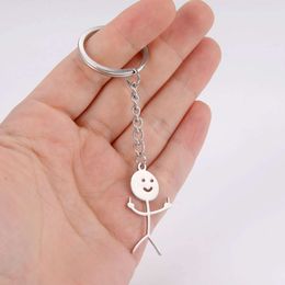 Funny Fuxk You Middle Finger Stickman Keychain Cute Trend School Bag Car Key Pendant Couple New Trinket Gift Keyring