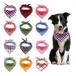 Dog Apparel 100pcs Cotton Plaid Pet Bandanas Cat Puppy Washable Neckerchief Scarves Collar Accessories