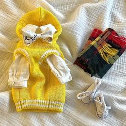 Dog Apparel Knitting Sweet Sweater Pet Clothing Cotton For Small Dogs Clothes Winter Fashion Cute Yellow Girl Chihuahua Cats Ropa Perro