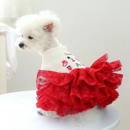 Dog Apparel Pet Dress Exquisite Embroidery Christmas Cake Durable Princess For Cats Dogs Easy To Supplies Embroidered