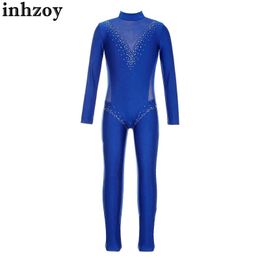 Dancewear Kids Girls Figura Patinar Bodysuit de dança Buia de shiny shiny Ginástica Balé Legra