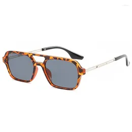 Sunglasses Men Small Retro Double Beam Box Female Hollow Leopard Grey Eyewear Accessories Sun Glasses
