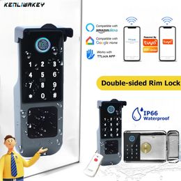 Tuya Wifi Fingerprint Lock Outdoor Waterproof Bluetooth TTLock App Rfid Card Digital Password Keyless Electronic Smart Door Lock 240507
