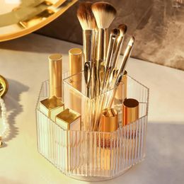 Storage Boxes 360° Rotating Transparent Lipstick Box Acrylic Cosmetic Brushes Organizer For Dressing Table Washing Home