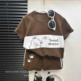Kleidungssets Sommerkleidung Set für Kinder im Alter von 2 bis 5 modischen Bären kurzärmelig T-Shirt+Shorts Set Childrens Sportset WX