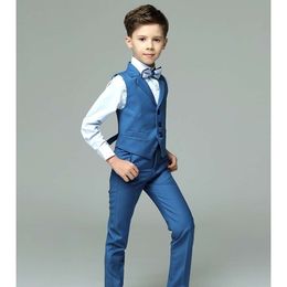 Wedding For Boys Kids Vest Shirt Pants Bowtie 4PCS Photography Suit Children Birthday Ceremony Costume Teenager School Set