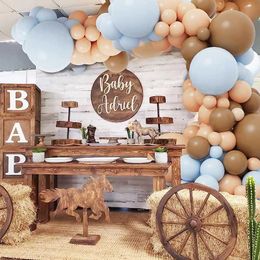 Party Balloons Brown Blue Balloon Garland Arch Kit Bear Baby Shower Decoration for Gender Reveal and Birthday Party Decoration