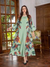 Ethnic Clothing Ramadan Muslim Abaya for Women Dress Abayas Saudi Arabic Floral Print Party Long Dresses Maxi Vestidos Morocco Kaftan Robe 2024 T240515
