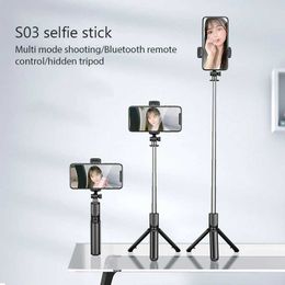 Selfie Monopods Wireless selfie stick tripod Bluetooth remote selfie stick expandable tripod for real-time streaming video recording on smartphonesB240515