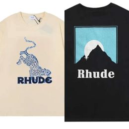RH Designers Mens Rhude Embroidery T Shirts for Summer Tops Letter Polos Shirt Womens Tshirts Clothing Short Sleeved Large Plus 100% Co s rhudes rhudess