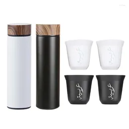 Mugs Stainless Steel Insulated Cup Wood Pattern Cover Coffee Cups Set For Traveler