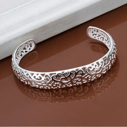 925 Sterling Silver open bangle bracelet for women lady girl cute Favourite gift retro charm exquisite circular fashion Jewellery 240513