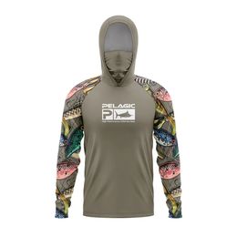 Pelagic Grea Fishing Shirts with UV Protection Long Sleeve Hooded Face Cover Quick Dry Tops Fishing Face Mask Clothes Upf 50 240515