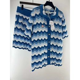 Designers Mens Knitwear Women Luxurys CASABLANCA Shirt Blue Hollow Out Tee Men Casual Knitwear Loose Short Sleeves Street High Quality Cea