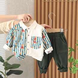 Boys Clothes Spring Summer 2024 Polo Shirts+pants 2pcs Suits Stripe Children Casual Sets Toddler Outfits Clothing L2405