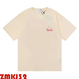 Rhude Brand Designer T Shirt Mens Rhude Shorts Tracksuits Printing Letter Black White Grey Rainbow Colour Summer Fashion Cotton Cord Top Brand Short Sleeve 860