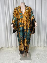 America 2024 Summer Traditional Kimono For Women Free Size European Printed Silk African Caftan Clothing