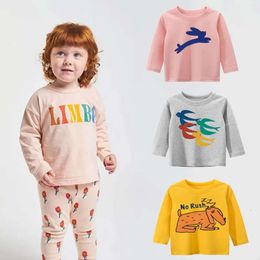 أطفال الخريف tirt Tops Long Sleeve Tops for Kids Fashion Boys T-Shirt Girls Bluse Toddler Outeterwear Outsites ملابس L2405