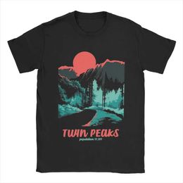 Men's T-Shirts Mens T-shirt Twin Peaks National Park Colour welcome poster cotton short sleeved round neck summer clothing Q240515