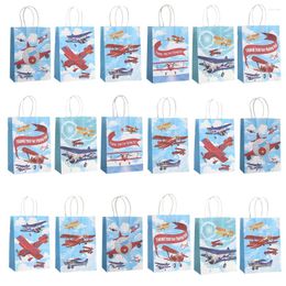 Gift Wrap 18pcs Airplane Birthday Favors Paper Bags With Handle Kids Theme Party Bag Treat Goodies Supplies Decor