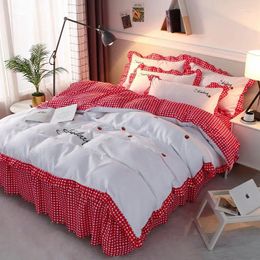 Bedding Sets 4pcs Science Set Duvet And Bed Cover Home Pillowcases Princess Linen Lace Skirt