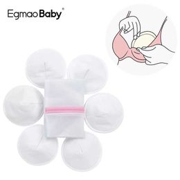 Breast Pads 6 pieces of organic bamboo breast care pads washable pads+washing bags suitable for pregnant womens reusable nipple pads d240516