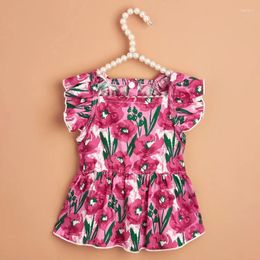 Dog Apparel Pet Clothing Pink Flower Dress For Dogs Clothes Cat Small Floral Print Cute Thin Spring Summer Girl Yorkshire Accessories